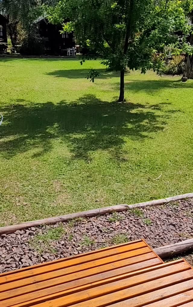 El deck de madera que cruza el predio